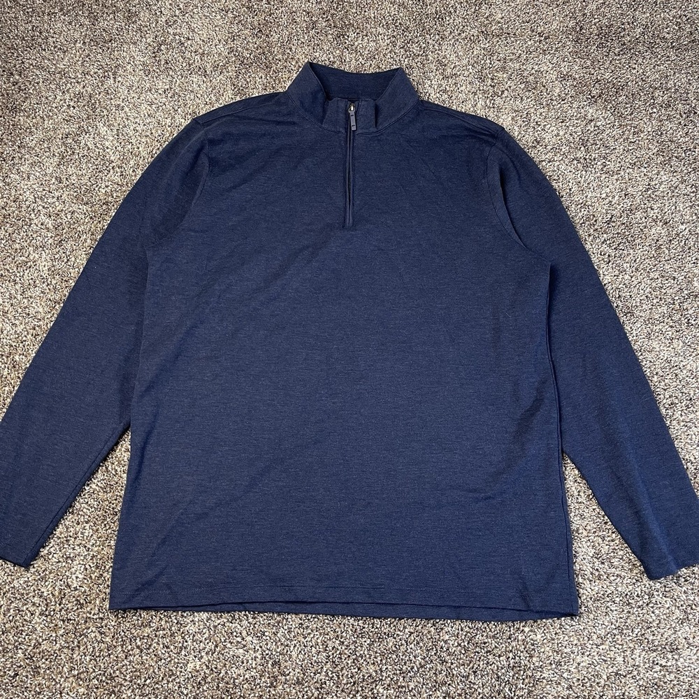 Mizzen + Main Sweater Mens Size Large Blue Quarter Zip Pullover Mock Neck Casual